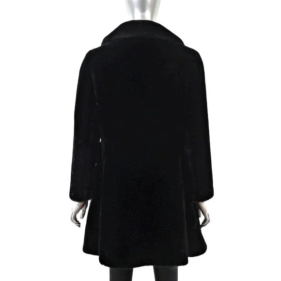 Black Faux Fur Coat- Size S - Picture 4 of 8